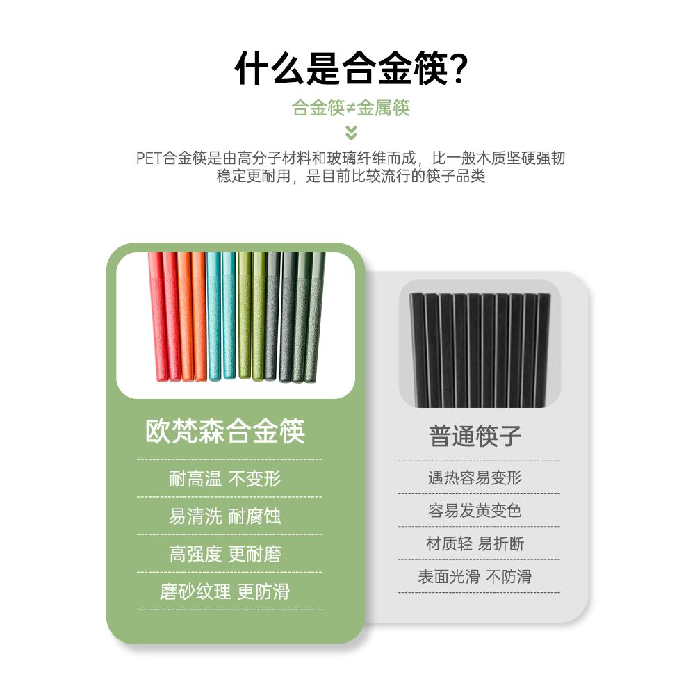 OUFS欧梵森筷子家用耐高温防滑防霉一人一筷专人高颜值高档合金筷