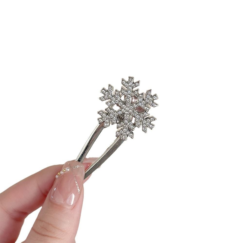 秋冬氛围感闪耀雪花少女鸭嘴夹发卡刘海碎发夹编发侧边精致小边夹,淘宝优惠券,粉丝福利购,淘宝优惠卷