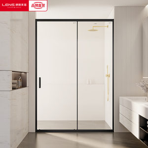 朗斯淋浴房典雅一字型卫生间隔断洗澡干湿分离玻璃平移门极窄边框