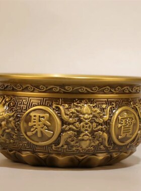 五福临门聚宝盆十二生肖莲花底家用家居客厅玄关办公室桌面装饰品