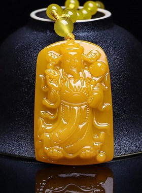 朱砂招财文财神爷吊坠招财进宝转运时来运转本命年男女款项链古风