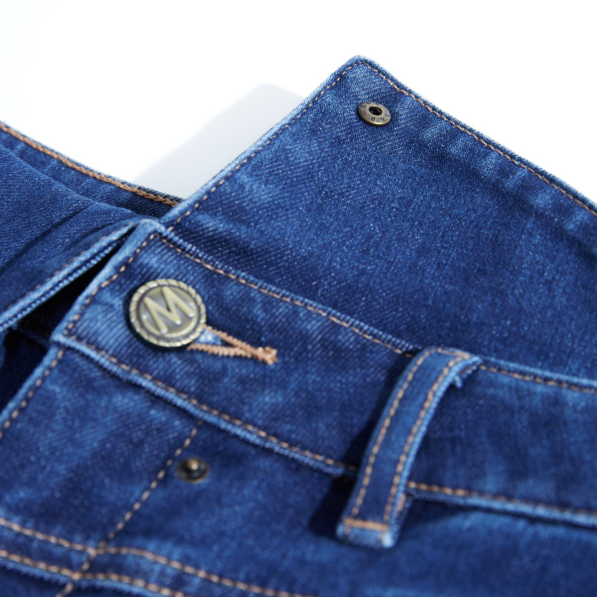 MESUX米岫微弹高腰翻边V形剪裁小脚长裤复古牛仔裤女MKSUR404 - 图1