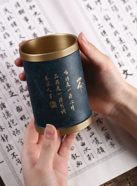 孔雀翎铜笔筒摆件 五牛笔筒 四君子笔筒 铜笔筒 铜茶具摆件