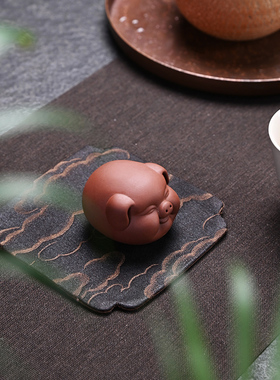 可爱小猪摆件家居装饰客厅办公室茶室茶桌茶盘摆设茶宠茶玩手把件