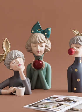 北欧轻奢风客厅泡泡女孩摆件创意家居玄关室内电视柜装饰品摆设