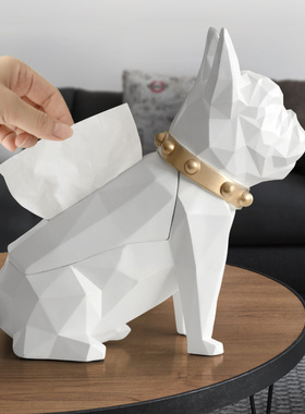 北欧轻奢狗狗纸巾盒摆件创意可爱客厅茶几卧室高档抽纸盒装饰摆设