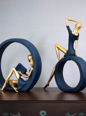 文艺看书女孩瑜伽创意小摆件书房卧室OK舞女客厅酒柜装饰品办公室