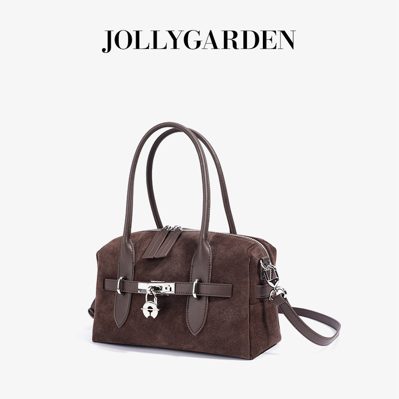 JOLLY GARDEN【木间】秋冬款磨砂撞色手提保龄球斜挎单肩波士顿包,淘宝优惠券,粉丝福利购,淘宝优惠卷