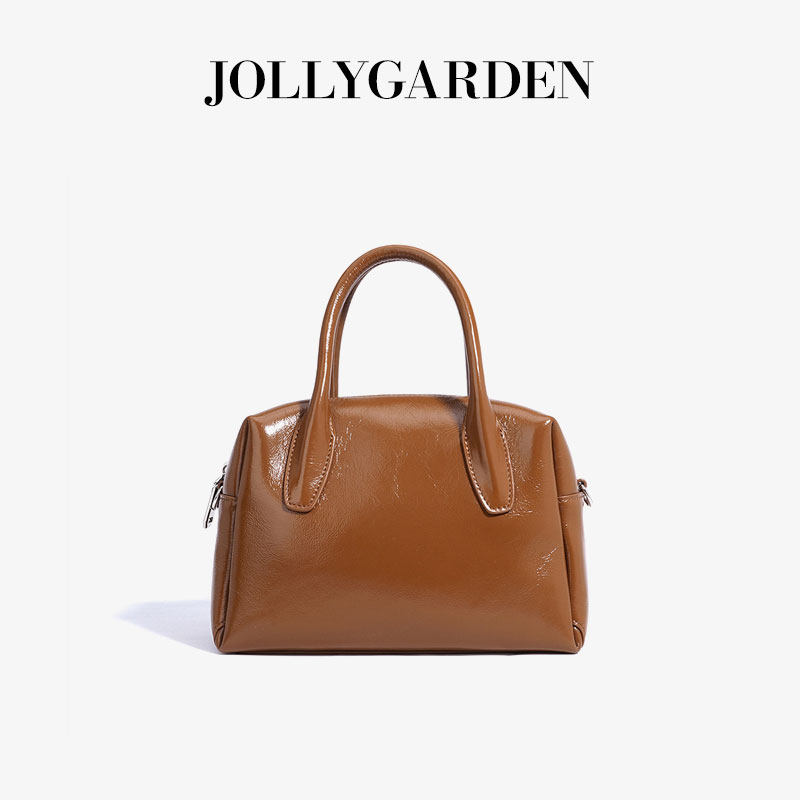 JOLLY GARDEN【黛安】粉色牛皮保龄球包手提通勤大容量单肩斜挎包,淘宝优惠券,粉丝福利购,淘宝优惠卷