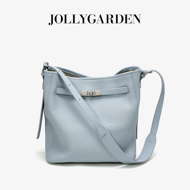 JOLLY GARDEN【轻悦】新款简约蓝色水桶包通勤大容量单肩斜挎女包