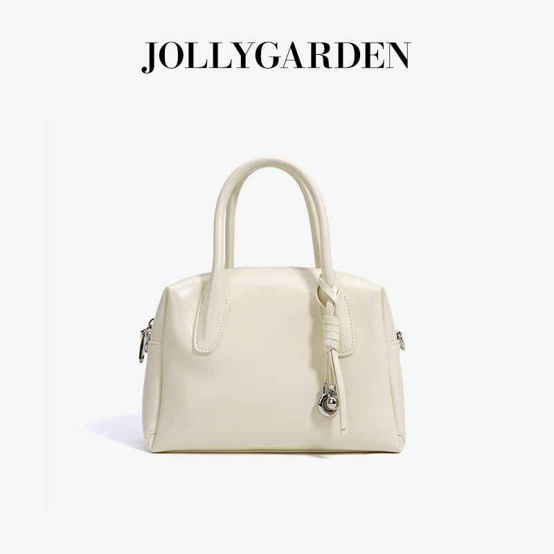JOLLY GARDEN【黛安】粉色牛皮保龄球包手提通勤大容量单肩斜挎包,淘宝优惠券,粉丝福利购,淘宝优惠卷