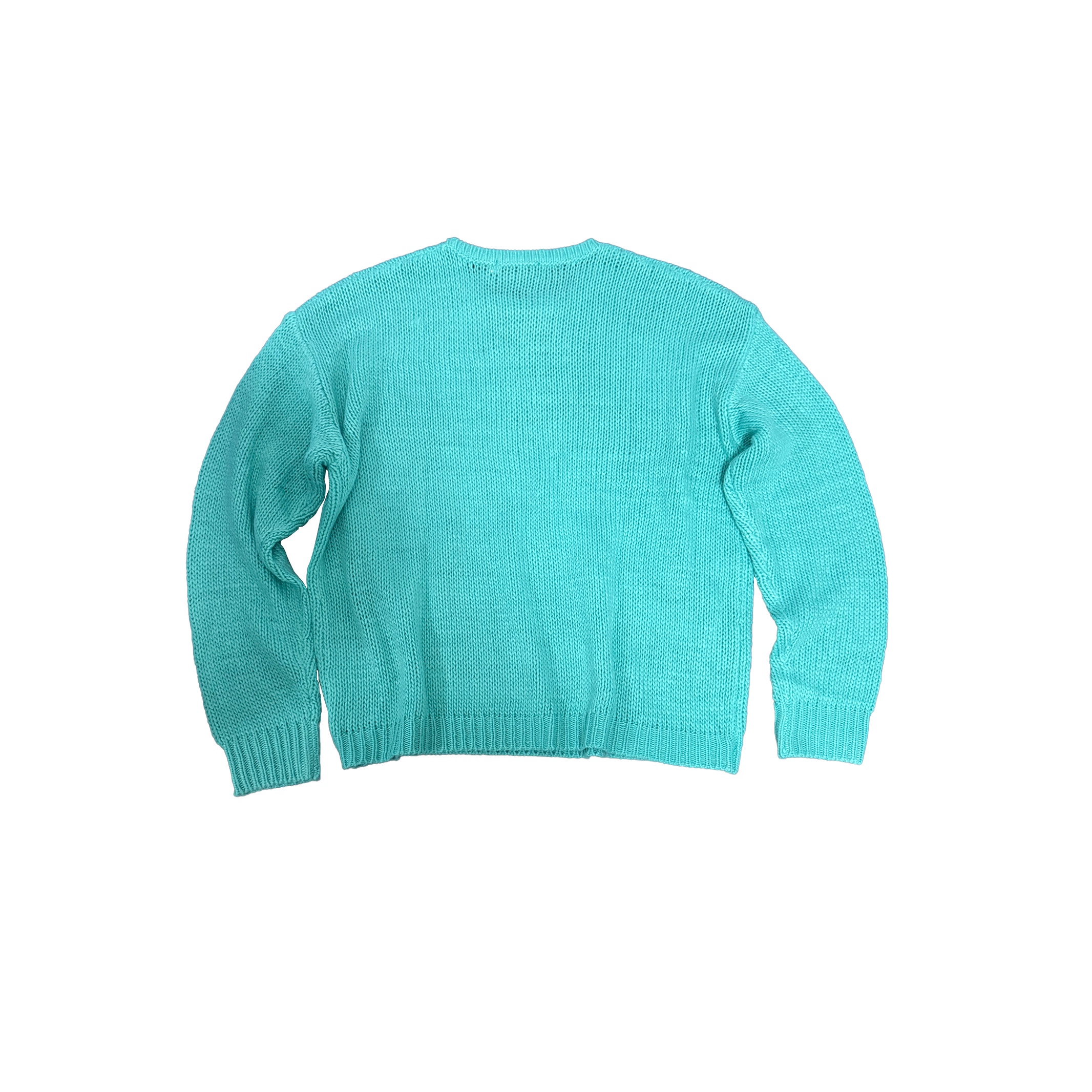 Vcatecx秋冬湖水绿毛衣男女boxy短宽慵懒粗针冰岛毛针织衫老钱风 - 图2