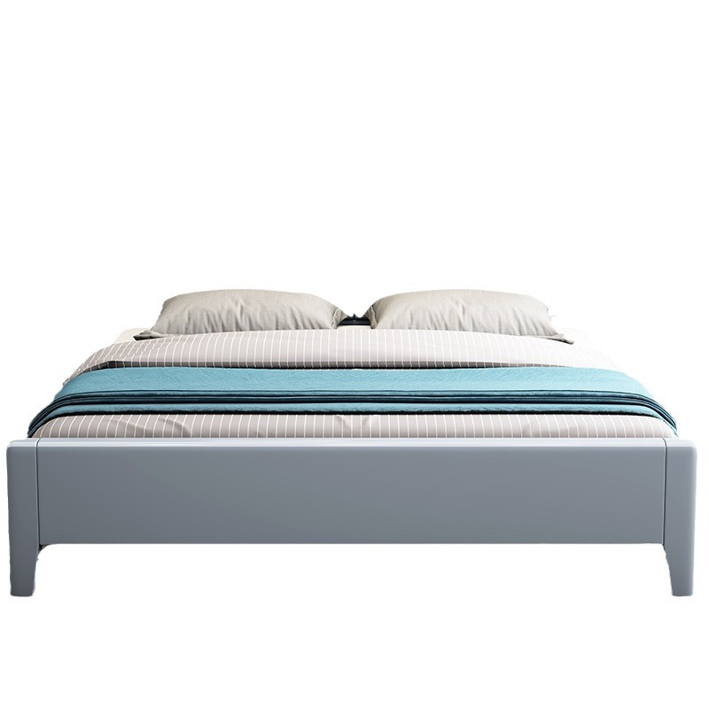 现代简约实木床1.8米双人床带夜灯1.5米经济型北欧白色高箱储物床 - 图2