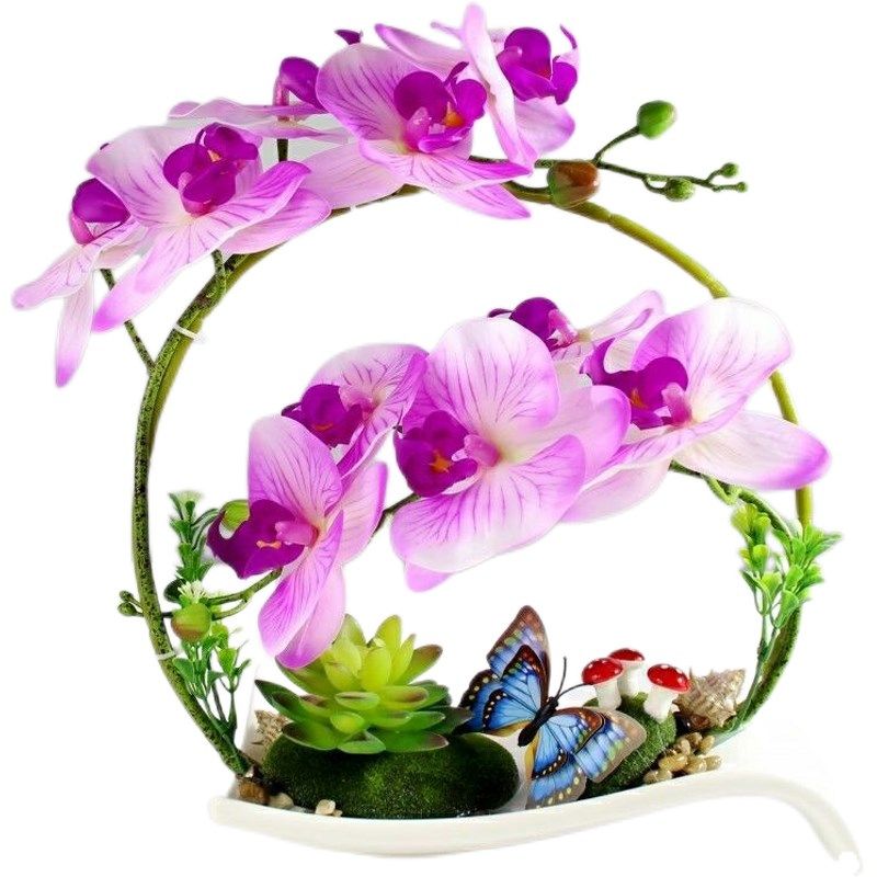 蝴蝶兰仿真花假花摆设客厅茶几电视柜高端轻奢Q家居装饰盆栽餐桌,淘宝优惠券,粉丝福利购,淘宝优惠卷