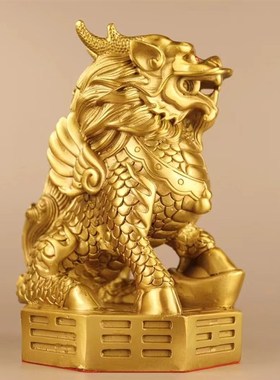 镇宅摆件黄铜八卦麒麟门厅玄关窗台客厅阳台办公桌室招财天斩反弓