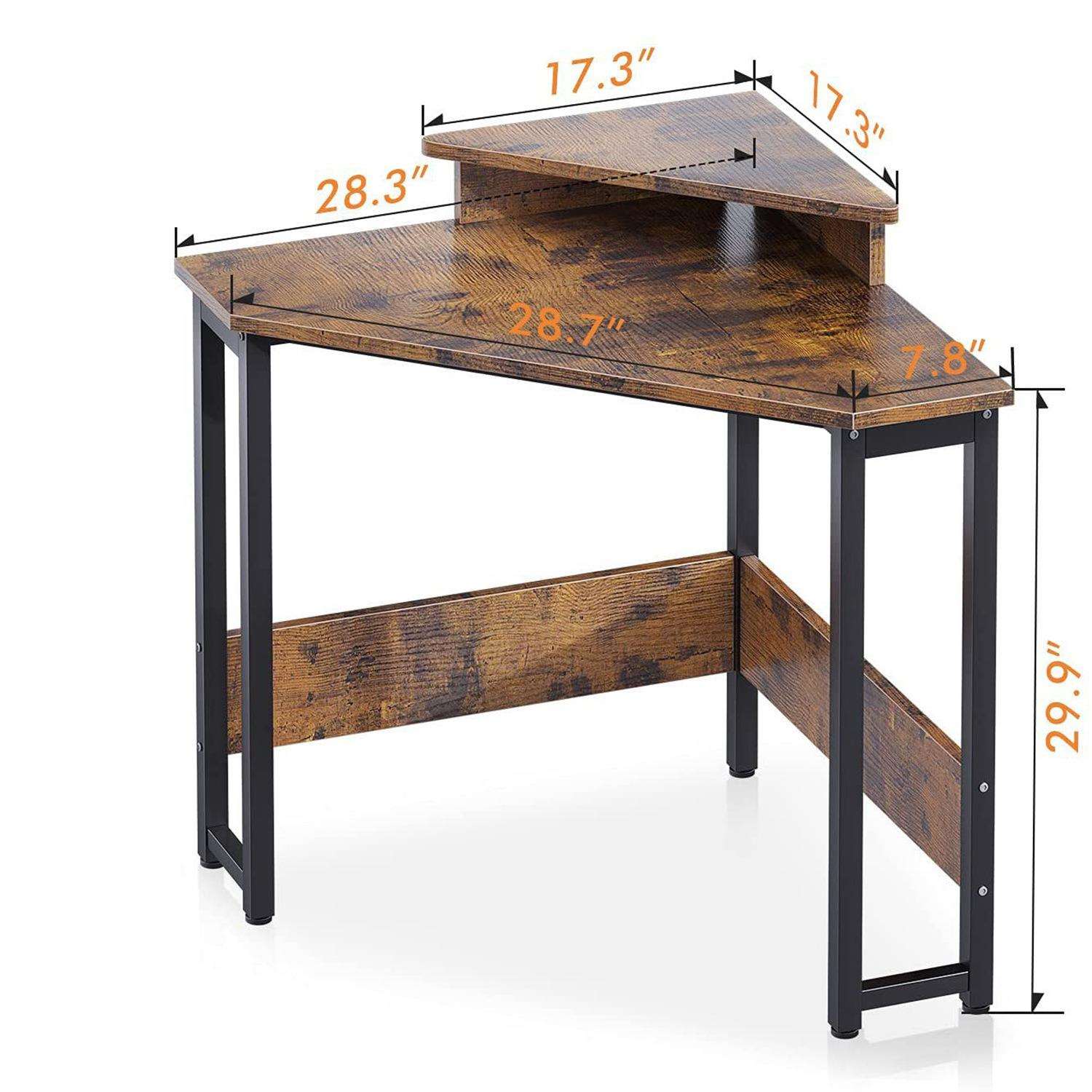 跨境美式墙角桌带显示器支架三角办公桌转角电脑桌学生写字桌 - 图3