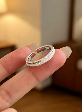 小红书爆款微镶锆石小珍珠戒指时尚气质素戒指环叠戴简约食指尾戒