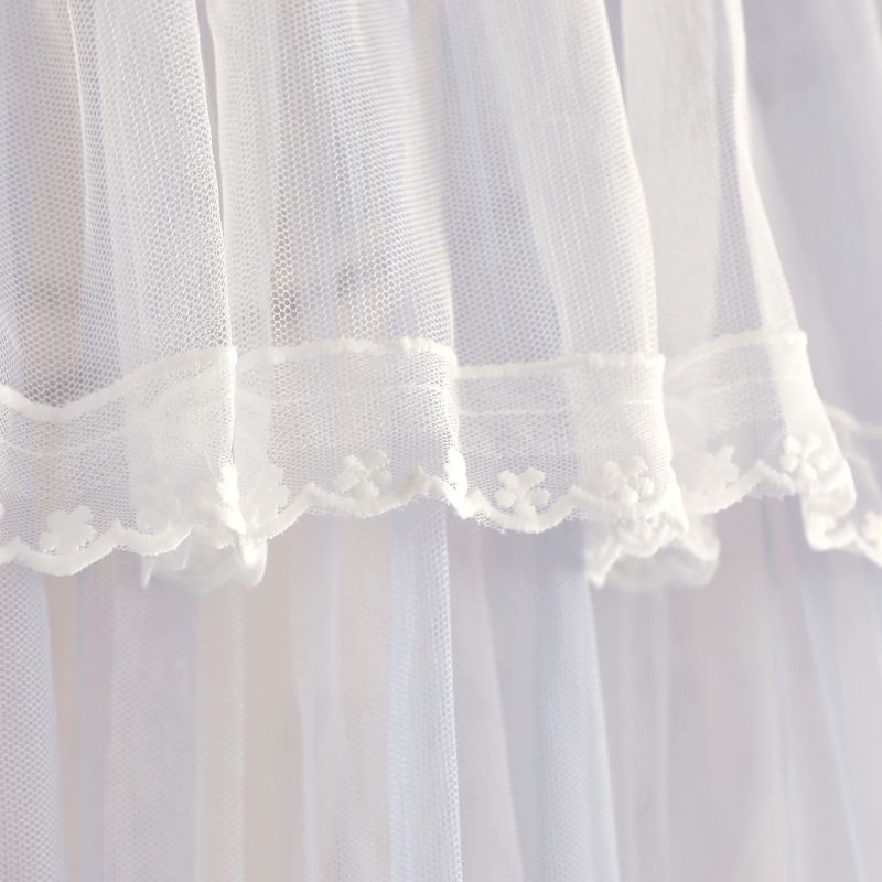 新款双层纱落地宫廷蚊帐三门家用卧室加密2m床幔加厚不锈钢支架 - 图1