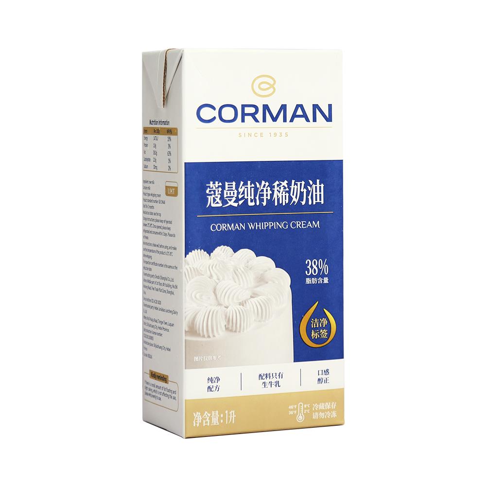 蔻曼38%纯净稀奶油1L*12盒蛋糕裱花动物奶油甜品用烘焙寇曼淡奶油 - 图3