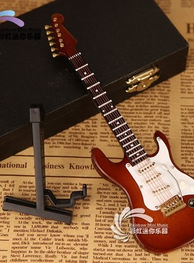 可刻字手工木质电吉他模型乐器摆件汽车挂件送男女朋友电吉他胸针