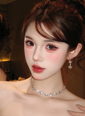 公主轻奢满钻花朵项链耳环套装