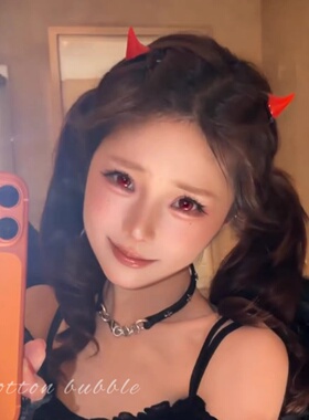网红同款万圣节头饰红色恶魔发夹