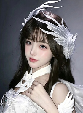 天使之翼白色羽毛翅膀发夹头饰女