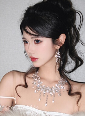 超闪水钻流苏项链晚礼服配饰夸张