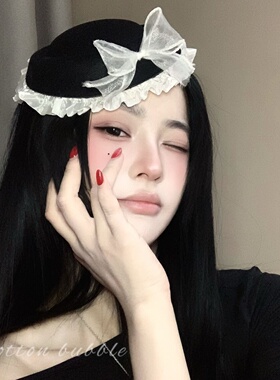 日系花边蝴蝶结黑色发夹学院风jk