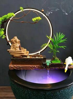 循环流水摆件器乌金石造