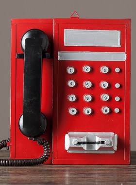 复古老式挂墙电话机模型服装店酒吧橱I窗装饰品壁饰摆件摄影道具