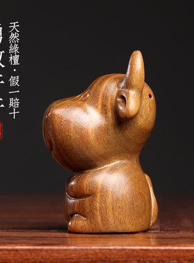 天然绿檀木雕生肖牛勇敢牛牛摆件牛转乾H坤手把件手工文玩桌面摆
