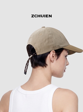 ZCHUIEN格纹撞色棒球帽女鸭舌帽