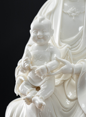 白瓷送子观音佛像家用供奉摆件