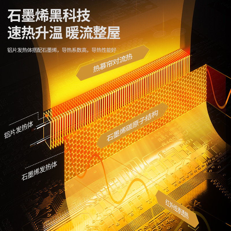 小鸭石墨烯踢脚线取暖器家用冬季节能神器电暖气地暖烤火炉暖风机