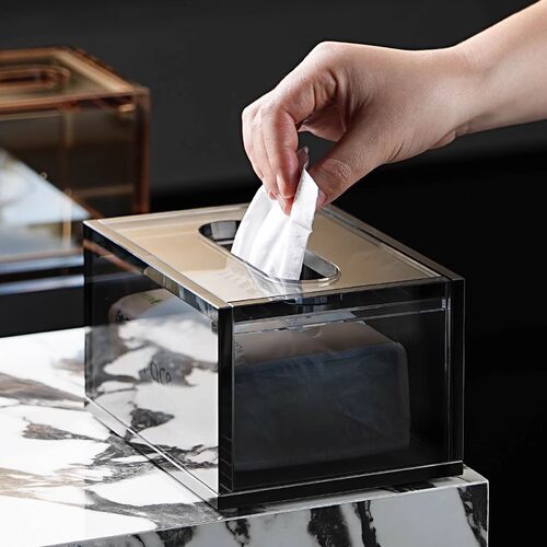 LUXSKI水晶玻璃纸巾盒酒店卫生间洗手擦手卷纸盒客厅茶几收纳摆件 - 图2