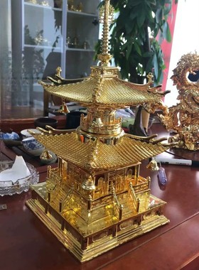 多宝塔，高42厘米底部18厘米6800克镀真金  不镀金原铜精抛光4990