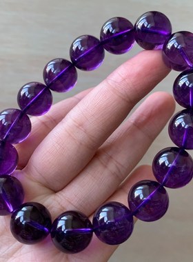 天然乌拉圭紫水晶手链紫晶深紫水晶单圈手串本命年情侣转运饰品女