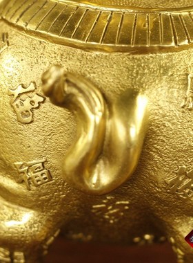 铜猪 如意元宝对猪生肖猪摆件办公居家工艺品长21cm