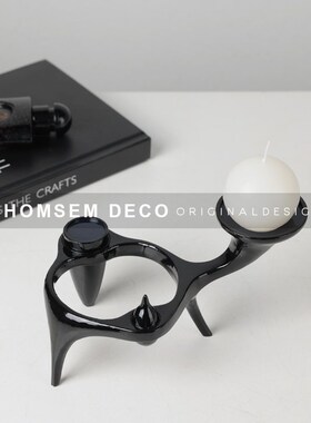 现代轻奢抽象金属艺术烛台样板间客厅玄关吧台餐桌氛围感装饰摆件