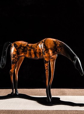 新中式金属马摆件软装创意流云马艺术品雕塑装饰品样板间书柜陈设