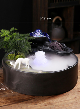 创意流水生财循环水招财办公室桌面装饰品茶几喷泉小摆件开业礼物