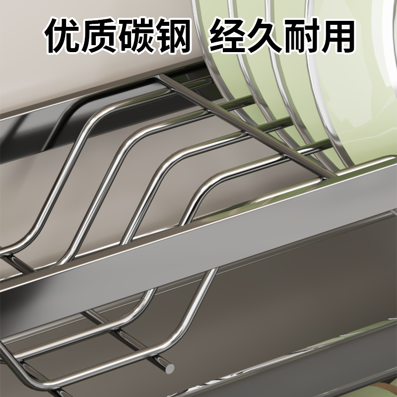 厨房墙上免打孔碗架枪灰色双层家用置物架放碗碟盘壁挂式沥水架子,淘宝优惠券,粉丝福利购,淘宝优惠卷