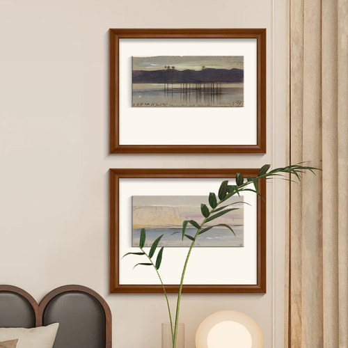 现代法式复古高级感客厅沙发风景装饰画中古艺术立体绷画双框挂画 - 图2