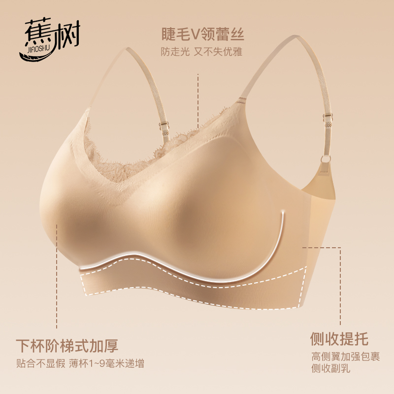 蕉树山茶花10A抗菌V领眼睫毛固定杯内衣套装5027 - 图2