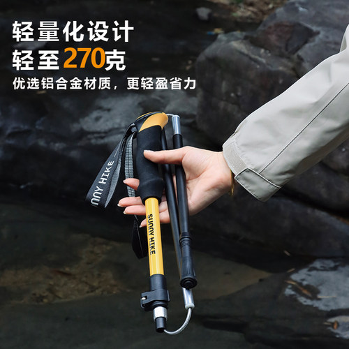 爱路者登山杖专业户外爬山手杖伸缩男女款折叠超轻徒步装备儿童杖 - 图1
