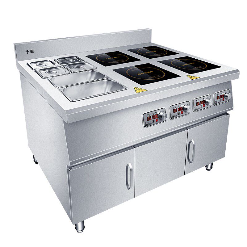 四眼电磁煲仔炉 4头6眼商用电磁调料盒组合柜式3500w麻辣烫电灶台,淘宝优惠券,粉丝福利购,淘宝优惠卷