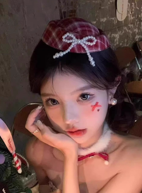 圣诞节甜美氛围感毛绒红色发夹