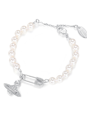 VVIENNE WESTLOCK珍珠手链 土星施家珠方钻回形针手链【真钻款】