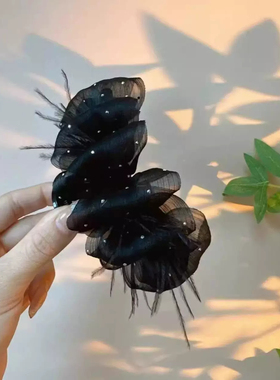 满天星网纱褶皱高级感鲨鱼夹